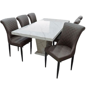 Lucia Marble Dining Table & 6 Chair Set